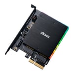 Akasa Dual Port M.2 PCIe/SATA SSD Adapter Card /w RGB and Heatsink