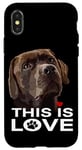 Coque pour iPhone X/XS This Is Love Chocolate Lab