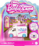 Barbie Mini BarbieLand Doll & Toy Vehicle Set with 1.5-inch Doll, Color-Change Care Clinic Vehicle & Medical Office, JCR34