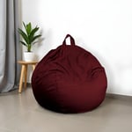 Pouf poire XL d'intérieur en tissu effet lin - 110x120 cm - Prune