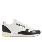 Reebok Mens Classic Leather Shoes in White Black - Black & Silver material_Leather - Size UK 5