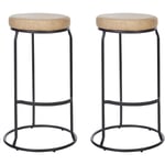 Lot de 2 Tabourets de Bar Chaise d'Ilot de Cuisine en Cuir PU Beige Milroy