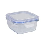 axentia Boîte Alimentaire, Boîte de Conservation en Verre Borosilicaté avec Couvercle en Plastique env. 300 ML, env. 11 x 5 x 11 cm, Transparent/Bleu