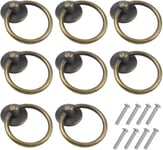 8 Pièces Boutons de Porte Vintage,Poignées de Meuble Ronde,Poignée D'armoire Classique,Tiroir Bague Poignée de Traction,Bouton de Meuble pour Cuisine Armoire Placard Commode (Bronze)