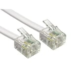 1M Câble Plat Pour Téléphone Et Internet Haut Débit, 1 M Fil Pour Modem Vers Prise Rj11 Ou Microfiltre, Filtre Adsl 2+/Fibre Optique 6/4 Pour Connexion Internet Rapide (Blanc, 1 Mètre)