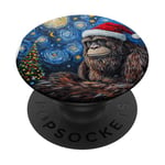 Bigfoot Christmas Shirt Sasquatch Van Gogh Starry Night PopSockets Adhesive PopGrip