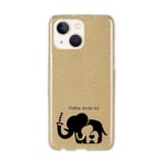 Coque pour Iphone 13 paillettes dore elephant maman