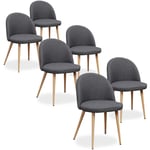 Intensedeco - Lot de 6 chaises scandinaves Cecilia tissu Gris foncé