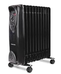 Oil Filled Radiator Free Standing – Electric Heater Energy Efficient – 11 Fin, 2500W, 3 Heat Settings – Black, Electric Radiator – by Nuovva