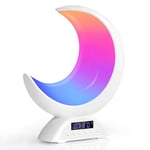 Wothfav Réveil Lumineux, Lumière de Lune, Lampe de Réveil avec Haut-parleurs Bluetooth, Lampe de Chevet Tactile avec Reveil Enfant, Veilleuse Enfant, Décoration de Noël