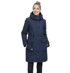 Ragwear RELOVED REMAKE Manteau pour femme, parka, manteau d'hiver, veste longue, col montant, imperméable, Bleu marine 2221_2028, XS