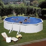 Piscine hors sol acier ovale - Blanche - 5,27 x 3,27 x H 1,22 m - FIDJI  