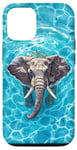 Coque pour iPhone 13 Éléphant mignon dans l'eau de la piscine pour maman papa enfants