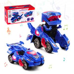 Highttoy Jouet Enfant 3 4 5 6 Ans,Voiture Dinosaure Transformable Automatique avec Lumières et Son Jouet Transformateur Dinosaure Electrique Jouet Dinosaure Enfant 3-6 Ans Cadeau Garçon Bleu