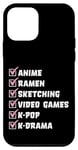 Coque pour iPhone 12 mini Anime Ramen Sketching Jeux vidéo K-Pop K-Drama Liste de