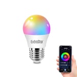 EXTRASTAR E27 Ampoules Connectée WiFi LED, 4.9W 470LM 6500k, RGBW Lampes avec Télécommande, Compatibles avec Alexa, Google Home et Timing，lot de 1