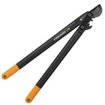 Fiskars Coupe-branches à lames franches pour bois vert, Système à crémaillère PowerGear II, Revêtement antiadhésif, Diamètre de coupe: 5 cm, Acier trempé, Longueur: 70 cm, Noir/Orange, L78, 1000584