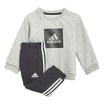 adidas GM8975 I 3SLOGO Jog FL Sport Set Unisex-Baby Top:Medium Grey Heather Bottom:Black 1218