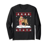 Santa Hat Ugly Christmas Sweater Men Women Kids Coyote Long Sleeve T-Shirt