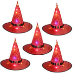 Xigeapg Lighted Glowing Witch Hat with Battery Powered String Lights Halloween Decor for Indoor, Outdoor, Yard, Tree, Party 5Pcs