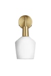 Sleek Opal Glass Schoolhouse Wall Light, 5.5 Inch, White, Brass Holder