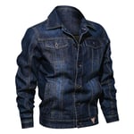 Blouson Homme En Jean - Avognates - Col Revers Manches Longues - Effect Blanchi Couleur Unie Casual