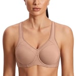 SYROKAN Femme Soutien-Gorge de Sport à Armature Grand Maintien Dos Nageur À Peine Chamois 85F