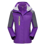 SCYDAO Vestes pour Femmes, Veste Ski Softshell Doublure en Polaire, Vêtements d'hiver Imperméables À Capuche Détachables,Violet,L