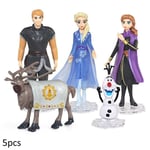 5 st Frozen Princess Tårtdekorationer Elsa Olaf Anna Figurer Set Prydnad Leksaker Cupcake Toppers Figur Present