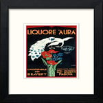 Lumartos, Vintage Poster Liquore Aura Contemporary Home Decor Wall Art Print, Black Wood Frame, 12 x 12 Inches