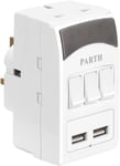 PARTH Travel Adapter, Shaver Plug Adaptor UK Triple Plugs, USB Adapter Plug 3