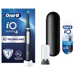 Oral-B iO4 Matte Black Electric Toothbrush with Travel Case - Toothbrush + 4 Toothbrush Heads