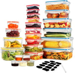 YASHE 50PCS Plastic Food Containers with Lids, Airtight Food Storage Containers