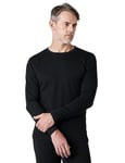 LAPASA Maillot de Corps Thermique Homme Laine Mérinos 100% Naturelle Manches Longues Base Layer de Sport Haut M29 Noir Chiné (Chaud) XXL