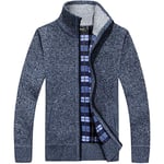 westAce Mens Zip Up Thick Fleece Lined Winter Knitted Cardigan Classic Jumper Cardigan[Blue,M]