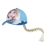 Disney Casquette Enfant Fille Princesse Casquette Elsa Casquette Ariel la Petite Sirène Casquette de Baseball Fille avec Tresse Cheveux Accessoire Mode Taille Unique (Bleu Elsa)