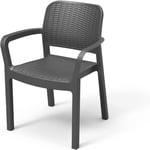 Keter Belle Chaise De Jardin En Résine Effet Rattan Graphite Empilable