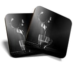 2 x Coasters (BW) - Espresso Coffee Shop Cafe Machine  #43040