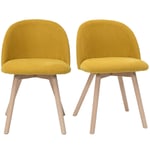 Miliboo - Chaises scandinaves en tissu effet velours jaune moutarde et bois clair massif (lot de 2) celeste