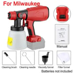 För Milwaukee 18v batteri 800ml elektrisk sprutpistol sladdlös färgspruta Bilmöbler Stålbeläggning Airbrush-kompatibel (batterier ingår ej)