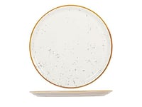 HOME Saturnia Stains Lot de 6 assiettes à pizza, porcelaine décorée, beige, 31 cm