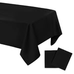 DWCN - Lot de 2 nappes anti-taches lavables et imperméables - Pour salle à manger, jardin, fête, mariage ou maison - Noir - 140 x 200 cm