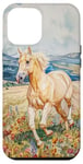 Coque pour iPhone 12 Pro Max Aquarelle Running Palamino Horse in Meadow