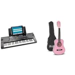 RockJam 49 Key Keyboard Piano with Power Supply, Sheet Music Stand, Piano Note Stickers & Simply Piano Lessons., Black & Music Alley MA-51 Classical Acoustic Guitar Kids Guitar and Junior Guitar Pink