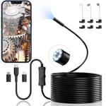 Endoscope Inspection Camera, Ennovor 1920 HD Flexible Rigid Snake Camera, 8 LED Lights No WiFi Snake Camera Waterproof IP67 Tube Sink Pipe Drain Camera for Android iOS Tablet Samsung (16.4 ft/ 5m)