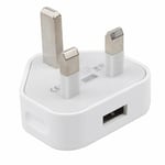 USB Wall Charger Plug Socket 3 Pin UK Power Adapter AC for Phones Universal Fit