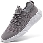 BUBUDENG Basket Jogging Sneakers Hommes Chaussure de Course Trainer Tennis Sport Homme Gym Fitness Ourdoor Running Gris Clair 40