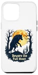 Coque pour iPhone 14 Pro Max Méfiez-vous de la pleine lune silhouette de loup-garou forêt effrayante