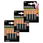 12 x Duracell AA 2500 mAh Rechargeable  Batteries, NiMH HR6 MN1500 Duralock