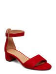 Carla F Sandals Sandal Med Klack Röd [Color: SUMMER RED 1577 SUEDE 57 ][Sex: Women ][Sizes: 38,40 ]